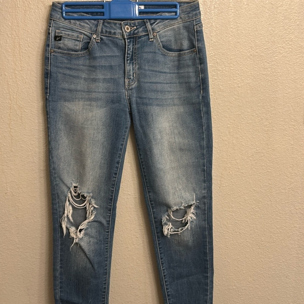 KanCan Women Distressed Raw Hem Straight Leg Denim Jeans Size 7/27